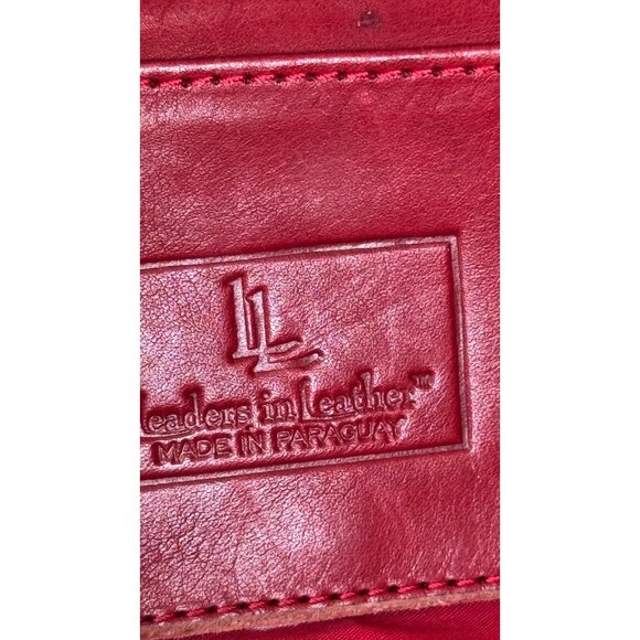 Leaders in Leather Red Brown Handbag Leather Shoulder Bag In Red & Olive Green - Picture 16 of 16